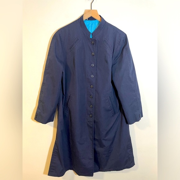Misty Harbor Buoy Cloth Rain Trench Coat | Rare Vintage 60s Size 18Reg Navy Blue - Picture 1 of 12
